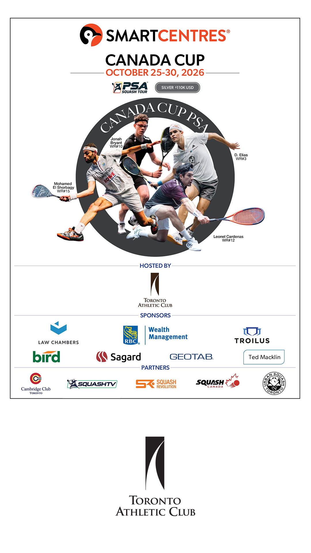 The Toronto Athletic Club is hosting matches for the Canada Cup when it comes to Toronto on October 25 & 26. The Canada Cup will run from October 25-30.