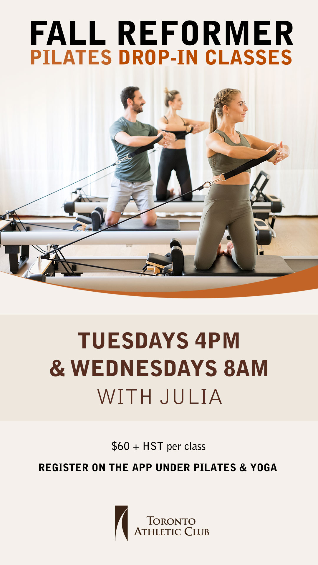 Fall Reformer Pilates Drop-In Classes