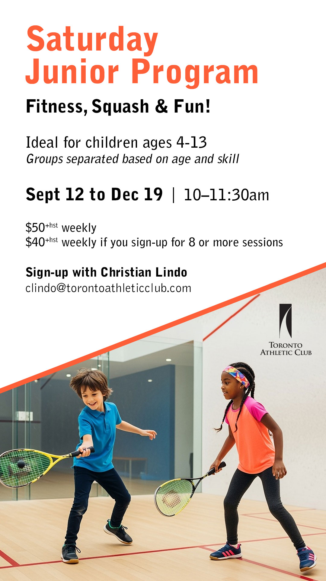 Saturday Junior Program - Squash, Fitness, & Fun