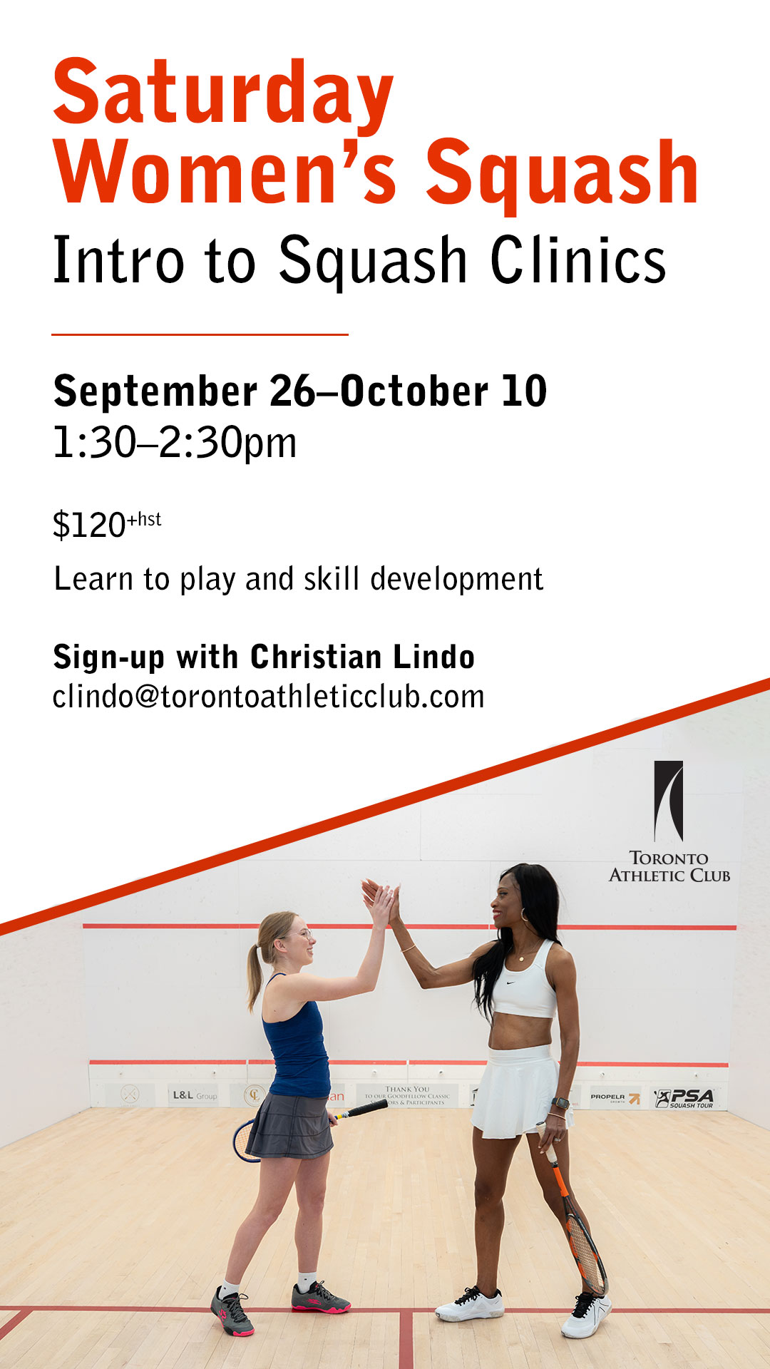Saturday Women's Intro to Squash Clinics