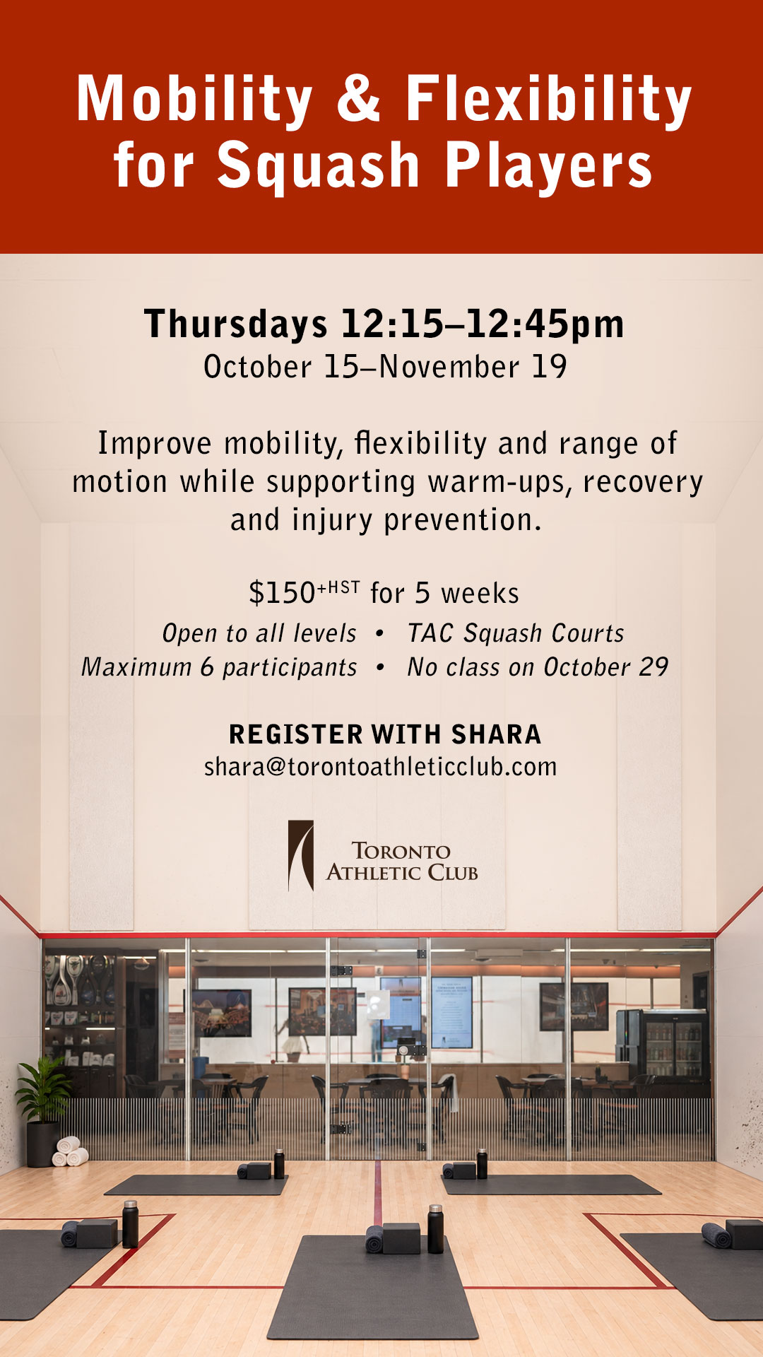 Mobility & Flexibility for Squash Players - improve mobility, flexibility, and range of motion while supporting squash warm-ups, recovery, and injury prevention