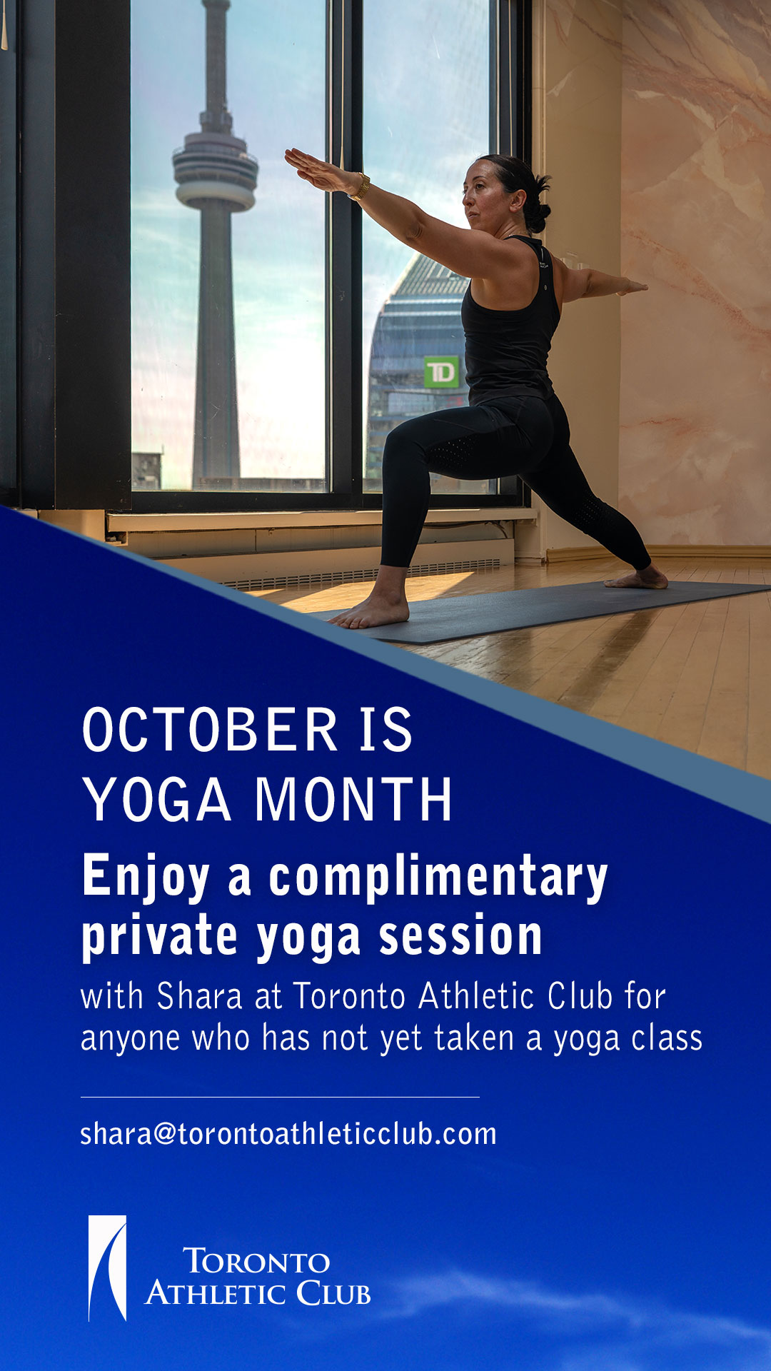 October is Yoga Month at the TAC, enjoy a complimentary private yoga session - contact Shara to book a session