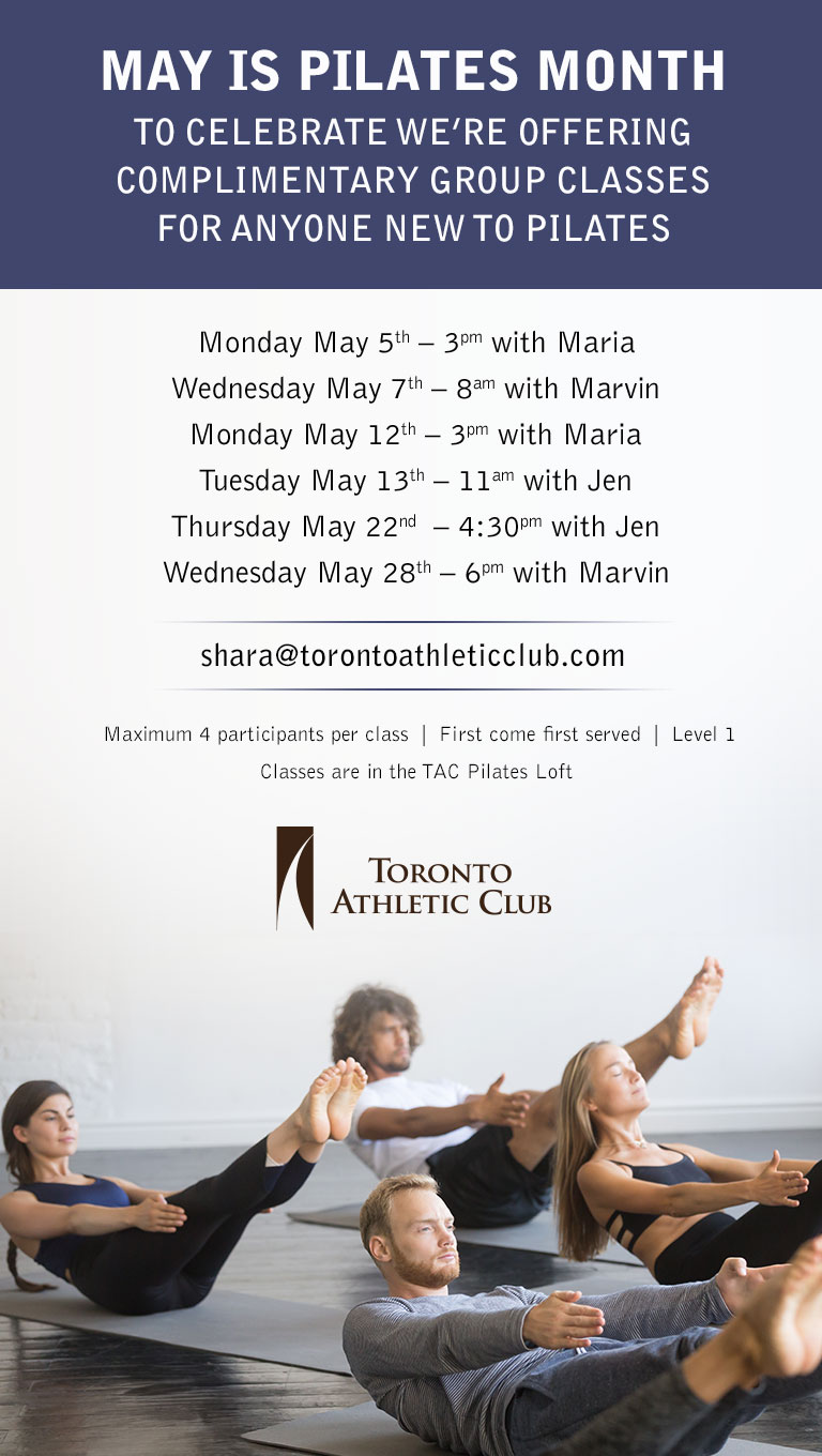 May is Pilates Month - we're offering complimentary group classes for anyone new to Pilates